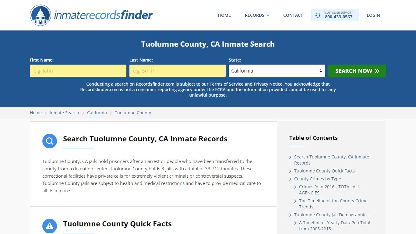 Tuolumne County, CA Inmate Lookup & Jail Records Online