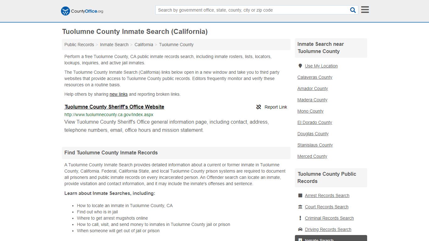 Inmate Search - Tuolumne County, CA (Inmate Rosters ...