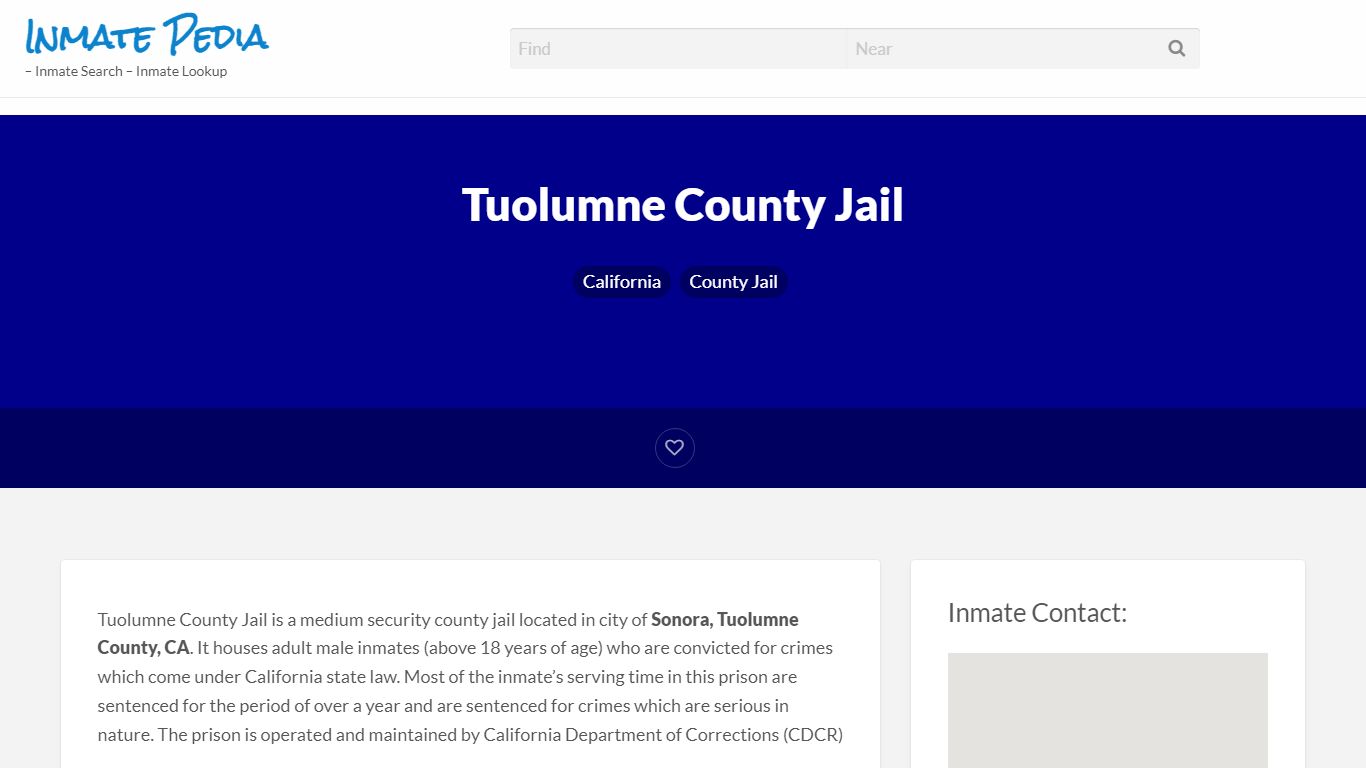 Tuolumne County Jail – Inmate Pedia – Inmate Search ...